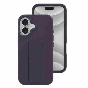 For iPhone 16 Liquid Silicone Holder Phone Case(Dark Purple)