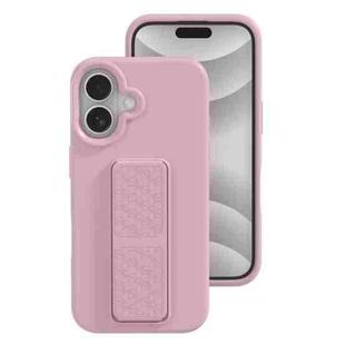 For iPhone 16 Plus Liquid Silicone Holder Phone Case(Sand Pink)