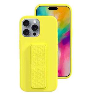 For iPhone 16 Pro Liquid Silicone Holder Phone Case(Yellow)