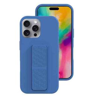 For iPhone 16 Pro Liquid Silicone Holder Phone Case(Navy Blue)