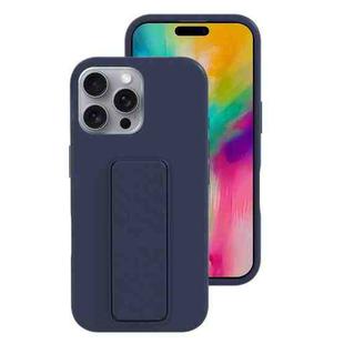 For iPhone 16 Pro Liquid Silicone Holder Phone Case(Midnight Blue)