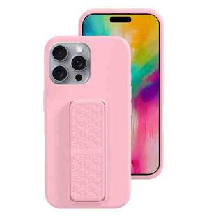 For iPhone 16 Pro Liquid Silicone Holder Phone Case(Pink)