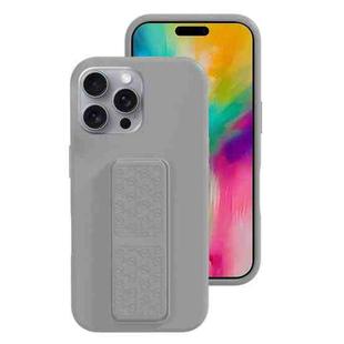 For iPhone 16 Pro Liquid Silicone Holder Phone Case(Titanium Grey)