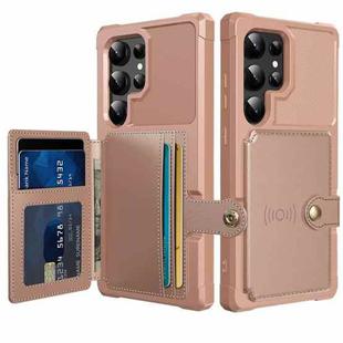 For Samsung Galaxy S24 Ultra 5G Magnetic Wallet Card Bag Leather Phone Case(Rose Gold)