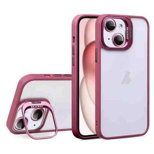 For iPhone 15 U1 Invisible Lens Holder Acrylic + TPU Shockproof Phone Case(Wine Red)