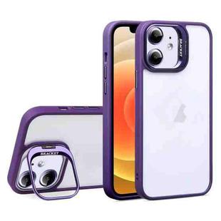 For iPhone 12 U1 Invisible Lens Holder Acrylic + TPU Shockproof Phone Case(Dark Purple)