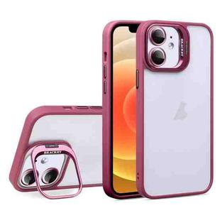 For iPhone 12 U1 Invisible Lens Holder Acrylic + TPU Shockproof Phone Case(Wine Red)