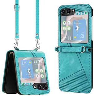 For Samsung Galaxy Z Flip7 Dream Triangle Leather Phone Case with Lanyard(Green)