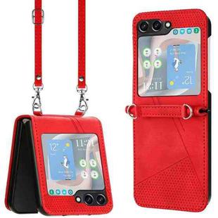 For Samsung Galaxy Z Flip7 Dream Triangle Leather Phone Case with Lanyard(Red)