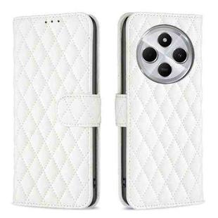 For Redmi 14C 4G Diamond Lattice Wallet Flip Leather Phone Case(White)