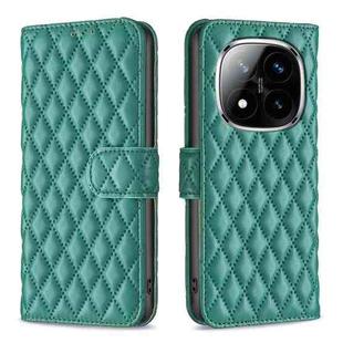 For Redmi Note 14 Pro 5G / Note 14 Pro+ 5G Diamond Lattice Wallet Flip Leather Phone Case(Green)