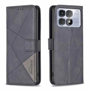 For Redmi K70 Ultra Magnetic Buckle Rhombus Texture Leather Phone Case(Black)