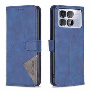 Magnetic Buckle Rhombus Texture Leather Phone Case, For:For Redmi K70 Ultra(Blue)