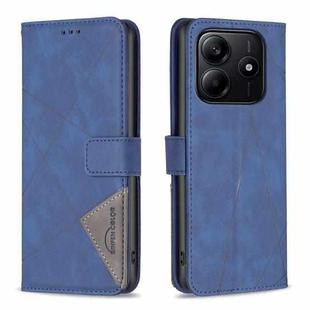 For Redmi Note 14 5G Magnetic Buckle Rhombus Texture Leather Phone Case(Blue)