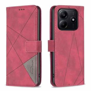 For Redmi Note 14 5G Magnetic Buckle Rhombus Texture Leather Phone Case(Red)