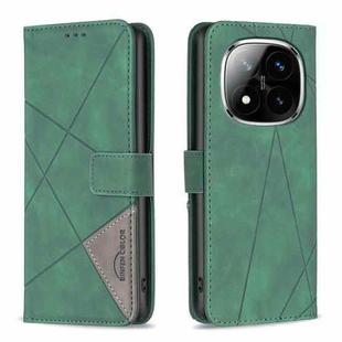 For Redmi Note 14 Pro 5G / Note 14 Pro+ 5G Magnetic Buckle Rhombus Texture Leather Phone Case(Green)