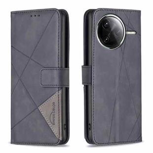 For Redmi K80 / K80 Pro Magnetic Buckle Rhombus Texture Leather Phone Case(Black)