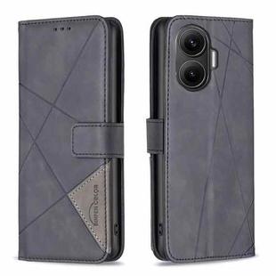 For Redmi Turbo 4 Pro Magnetic Buckle Rhombus Texture Leather Phone Case(Black)