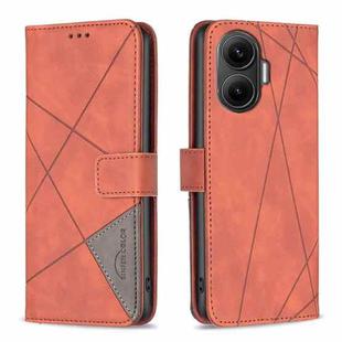 For Redmi Turbo 4 Pro Magnetic Buckle Rhombus Texture Leather Phone Case(Brown)