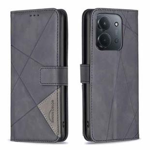 For Redmi 15C 4G 173.1mm / 15C 5G 173.1mm Magnetic Buckle Rhombus Texture Leather Phone Case(Black)
