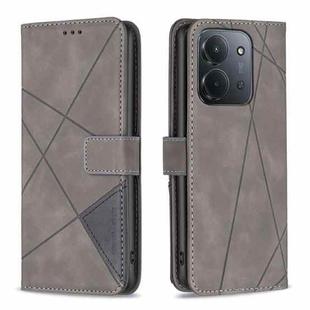 For Redmi 15C 4G 173.1mm / 15C 5G 173.1mm Magnetic Buckle Rhombus Texture Leather Phone Case(Grey)