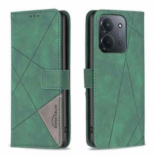 For Redmi 15C 4G 173.1mm / 15C 5G 173.1mm Magnetic Buckle Rhombus Texture Leather Phone Case(Green)