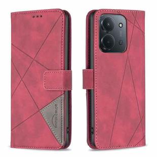 For Redmi 15C 4G 173.1mm / 15C 5G 173.1mm Magnetic Buckle Rhombus Texture Leather Phone Case(Red)
