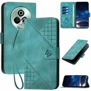 For Realme P3 Pro Grid Butterfly Embossed Pattern Leather Phone Case with Lanyard(Light Blue)