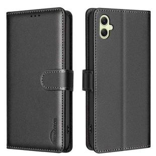 For Samsung Galaxy A06 Litchi Texture RFID Anti-theft Leather Phone Case(Black)