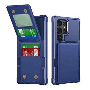 For Samsung Galaxy S24 Ultra 5G Vertical Flip Card Bag Holder Leather Phone Case(Dark Blue)