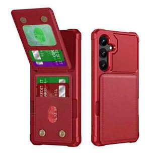 For Samsung Galaxy S24 5G Vertical Flip Card Bag Holder Leather Phone Case(Red)