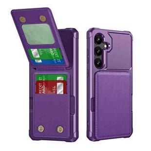 For Samsung Galaxy S24+ 5G Vertical Flip Card Bag Holder Leather Phone Case(Purple)