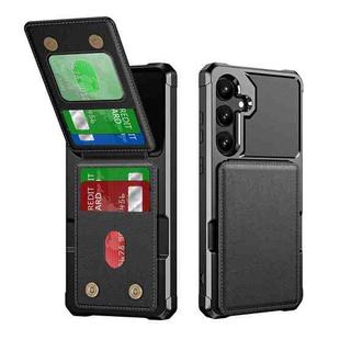 For Samsung Galaxy S24 FE 5G Vertical Flip Card Bag Holder Leather Phone Case(Black)