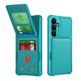For Samsung Galaxy S24 FE 5G Vertical Flip Card Bag Holder Leather Phone Case(Cyan Green)
