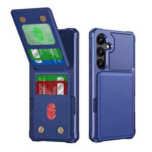 For Samsung Galaxy S24 FE 5G Vertical Flip Card Bag Holder Leather Phone Case(Dark Blue)