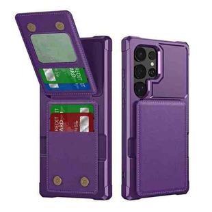 For Samsung Galaxy S25 Ultra 5G Vertical Flip Card Bag Holder Leather Phone Case(Purple)