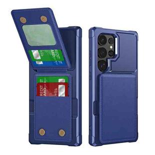 For Samsung Galaxy S25 Ultra 5G Vertical Flip Card Bag Holder Leather Phone Case(Dark Blue)