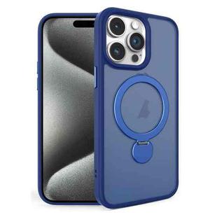 For iPhone 15 Pro Max 360 Degree Rotating MagSafe Magnetic Bracket Frosted Phone Case(Royal Blue)