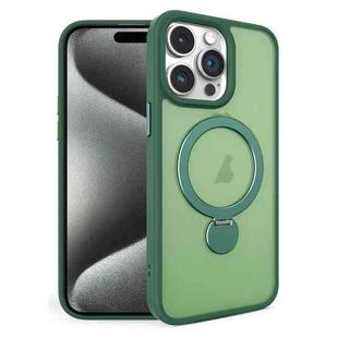 For iPhone 15 Pro Max 360 Degree Rotating MagSafe Magnetic Bracket Frosted Phone Case(Green)