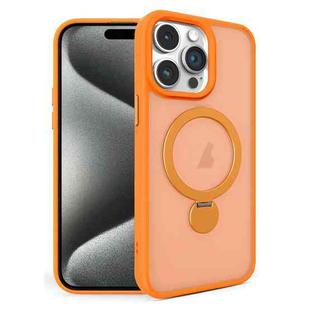 For iPhone 15 Pro Max 360 Degree Rotating MagSafe Magnetic Bracket Frosted Phone Case(Orange)