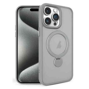 For iPhone 15 Pro Max 360 Degree Rotating MagSafe Magnetic Bracket Frosted Phone Case(Grey)