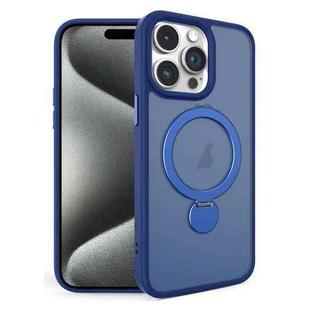 For iPhone 15 Pro 360 Degree Rotating MagSafe Magnetic Bracket Frosted Phone Case(Royal Blue)