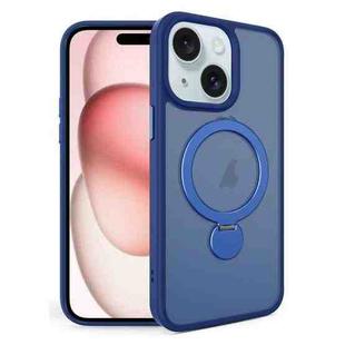 For iPhone 15 360 Degree Rotating MagSafe Magnetic Bracket Frosted Phone Case(Royal Blue)