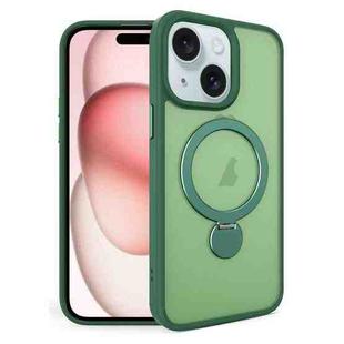 For iPhone 15 360 Degree Rotating MagSafe Magnetic Bracket Frosted Phone Case(Green)