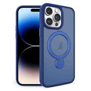 For iPhone 14 Pro Max 360 Degree Rotating MagSafe Magnetic Bracket Frosted Phone Case(Royal Blue)