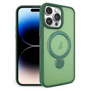 For iPhone 14 Pro Max 360 Degree Rotating MagSafe Magnetic Bracket Frosted Phone Case(Green)