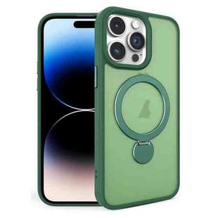 For iPhone 14 Pro 360 Degree Rotating MagSafe Magnetic Bracket Frosted Phone Case(Green)