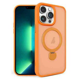 For iPhone 13 Pro Max 360 Degree Rotating MagSafe Magnetic Bracket Frosted Phone Case(Orange)