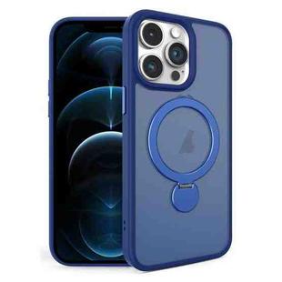 For iPhone 12 Pro Max 360 Degree Rotating MagSafe Magnetic Bracket Frosted Phone Case(Royal Blue)