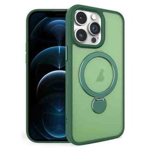 For iPhone 12 Pro Max 360 Degree Rotating MagSafe Magnetic Bracket Frosted Phone Case(Green)